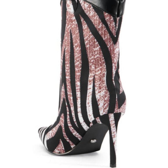 AZALEA WANG " ZEBRA INTENTIONS " MULTI WESTERN TOPLINE ZEBRA BOOT ( BRAND NEW !! - Picture 3 of 7